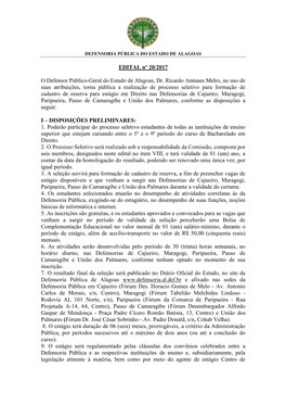 EDITAL Nº 20/2017 O Defensor Público-Geral Do Estado De