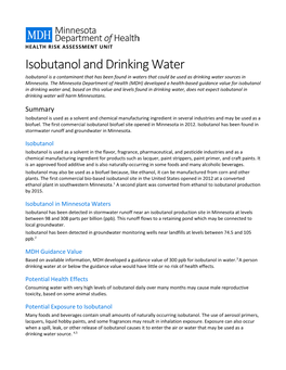 Isobutanol and Drinking Water (PDF)