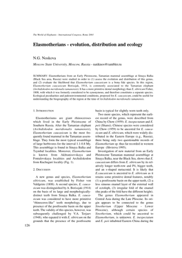 Elasmotherians - Evolution, Distribution and Ecology