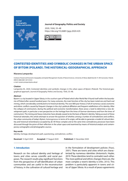 Contested Identities and Symbolic Changes in the Urban Space of Bytom (Poland)