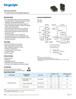 WP934SA/IYGD5V T-1 (3Mm) Tri-Level Circuit Board Indicator