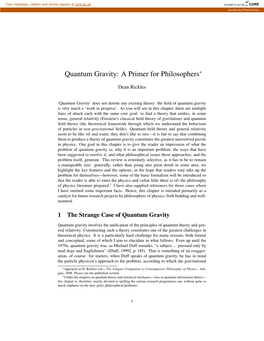 Quantum Gravity: a Primer for Philosophers∗