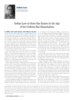 Indian Law on State Bar Exams in the Age of the Uniform Bar Examination