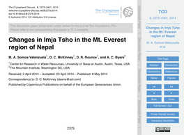 Changes in Imja Tsho in the Mt. Everest Region of Nepal