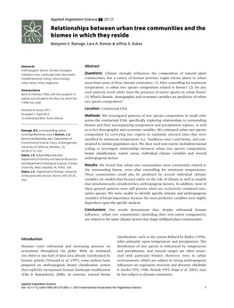 Relationships Between Urban Tree Communities and the Biomes in Which They Reside