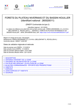 FORETS DU PLATEAU NIVERNAIS ET DU BASSIN HOUILLER (Identifiant National : 260020011)