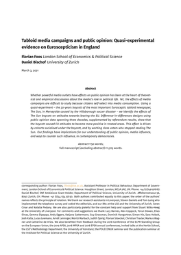 Tabloid Media Campaigns and Public Opinion: Quasi-Experimental Evidence on Euroscepticism in England