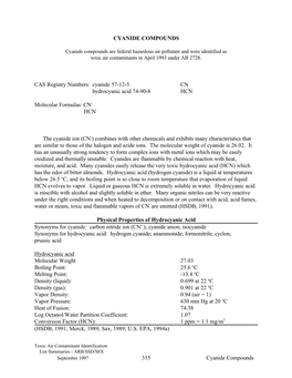 1997-11-12 Cyanide Compounds As Federal Hazardous Air Pollutant
