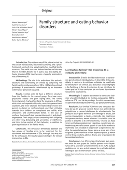 Family Structure and Eating Behavior Disorders