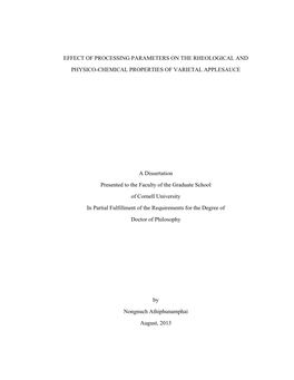 Effect of Processing Parameters on the Rheological and Physico-Chemical Properties of Varietal Applesauce