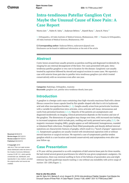 Intra-Tendinous Patellar Ganglion Cyst Maybe the Unusual Cause of Knee Pain: a Case Report