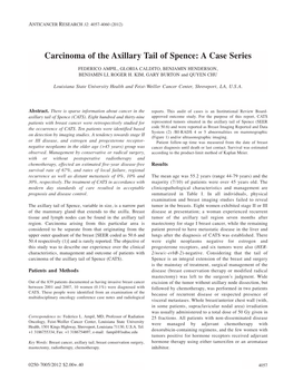 Carcinoma of the Axillary Tail of Spence: a Case Series