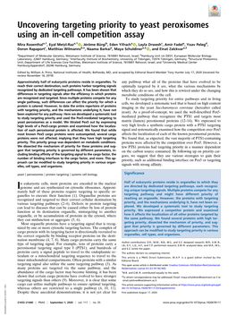 Uncovering Targeting Priority to Yeast Peroxisomes Using an In-Cell Competition Assay