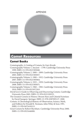 Comet Resources Comet Books Cometography: a Catalog of Comets, by Gary Kronk