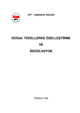 Doğal Tekellerde Özelleştirme Ve Regülasyon