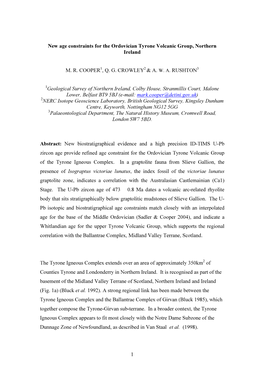 1 New Age Constraints for the Ordovician Tyrone Volcanic Group