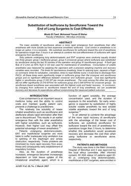 Substitution of Isoflurane by Sevoflurane Toward the End of Long Surgeries Is Cost Effective