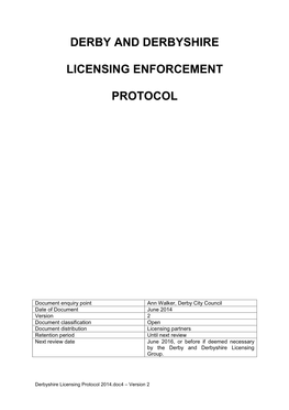 Derby and Derbyshire Licensing Enforcement Protocol