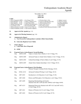 Undergraduate Academic Board Agenda