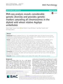 RNA-Seq Analysis Reveals Considerable Genetic Diversity And