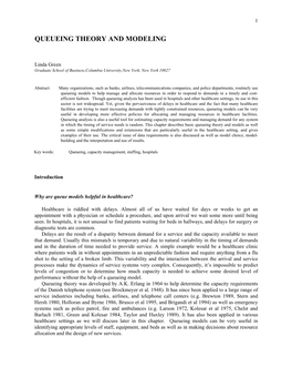 Queueing Theory and Modeling