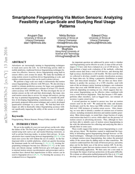 Smartphone Fingerprinting Via Motion Sensors: Analyzing Feasibility at Large-Scale and Studying Real Usage Patterns