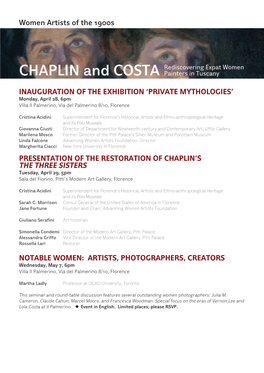 'Private Mythologies' Presentation of the Restoration of Chaplin's the Three Sisters Notab