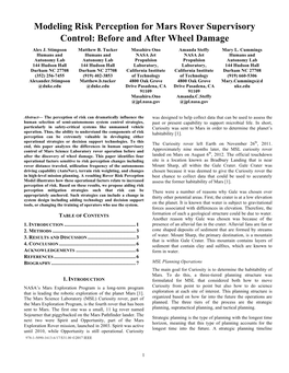 Modeling Risk Perception for Mars Rover Supervisory Control: Before and After Wheel Damage Alex J