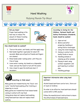 Hand Washing Helping Hands Tip Sheet