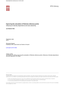 Improving the Calculation of Fisheries Reference Points Influences of Density Dependence and Size Selectivity Van Gemert, Rob