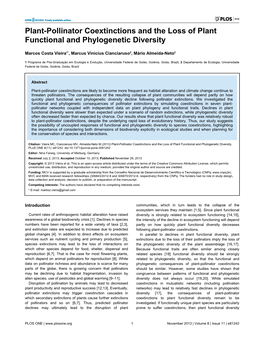 Plant-Pollinator Coextinctions and the Loss of Plant Functional and Phylogenetic Diversity