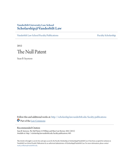 The Null Patent, 53 William and Mary Law Review