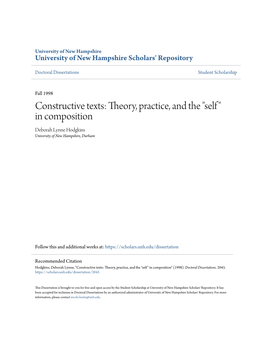 Constructive Texts: Theory, Practice, and the 