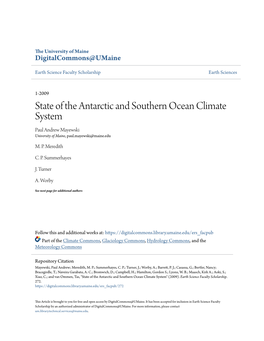 State of the Antarctic and Southern Ocean Climate System Paul Andrew Mayewski University of Maine, Paul.Mayewski@Maine.Edu