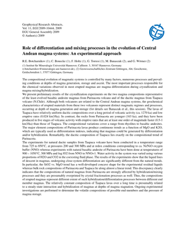 Role of Differentiation and Mixing Processes in the Evolution of Central Andean Magma Systems: an Experimental Approach