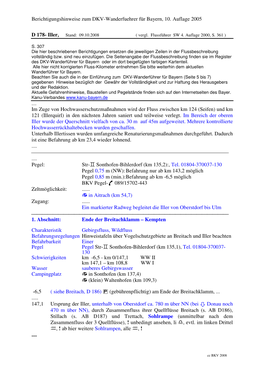 Berichtigungshinweise Zum DKV-Wanderfuehrer Für Bayern, 10. Auflage 2005 Im Zuge Von Hochwasserschutzmaßnahmen Wird Der Fluss