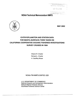 Ichthyoplankton and Station Data for Manta (Surface) Tows Taken on California Cooperative Oceanic Fisheries Investigations Survey Cruises in 1984