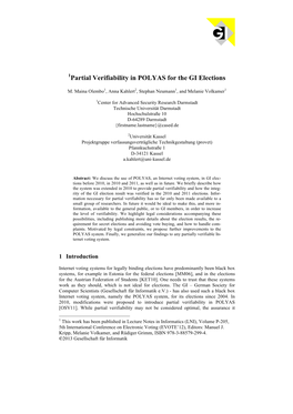 1Partial Verifiability in POLYAS for the GI Elections