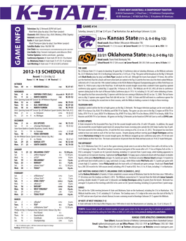 Rodney Mcgruder’S 24 Points, K-State Completed a Season Sweep of Oklahoma State for the First Time Since 1988 with a Sat