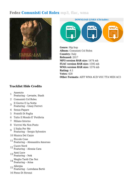 Fedez Comunisti Col Rolex Mp3, Flac, Wma