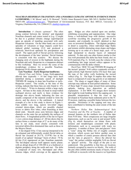 Noachian-Hesperian Transition and a Possible Climatic Optimum: Evidence from Landforms