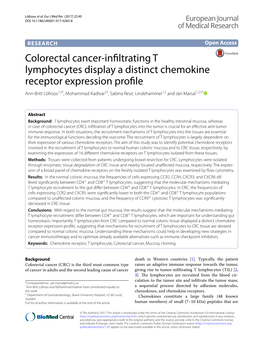 Colorectal Cancer-Infiltrating T Lymphocytes Display a Distinct