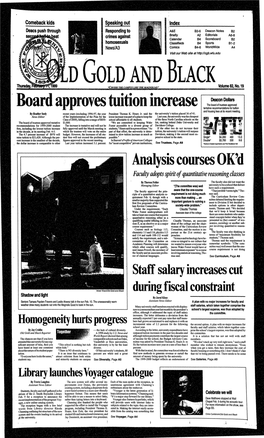 Staff Salary Increases Cut During Fiscal Constraint and Shadow Light by Jared Klose Seniors Tamara Payden-Travers and Leslie Alverez Talk in the Sun Feb