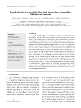 Investigating the Structure of the Milun Fault from Surface Ruptures of the 2018 Hualien Earthquake