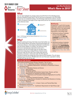 Fact Sheet: What's New in 2019 Residential Energy Code