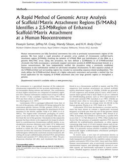 A Rapid Method of Genomic Array Analysis of Scaffold