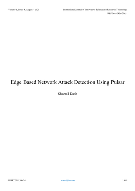 Edge-Based Network Attack Detection Using Apache Pulsar