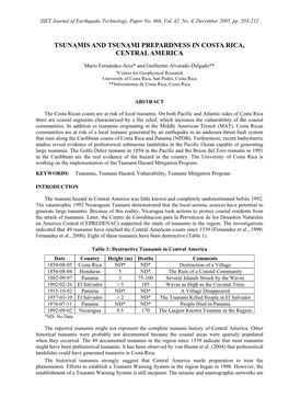 Tsunamis and Tsunami Preparedness in Costa Rica, Central America