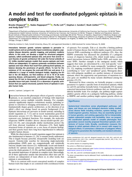 A Model and Test for Coordinated Polygenic Epistasis in Complex Traits