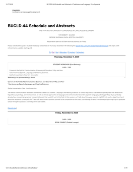 BUCLD 44 Schedule and Abstracts | Conference on Language Development